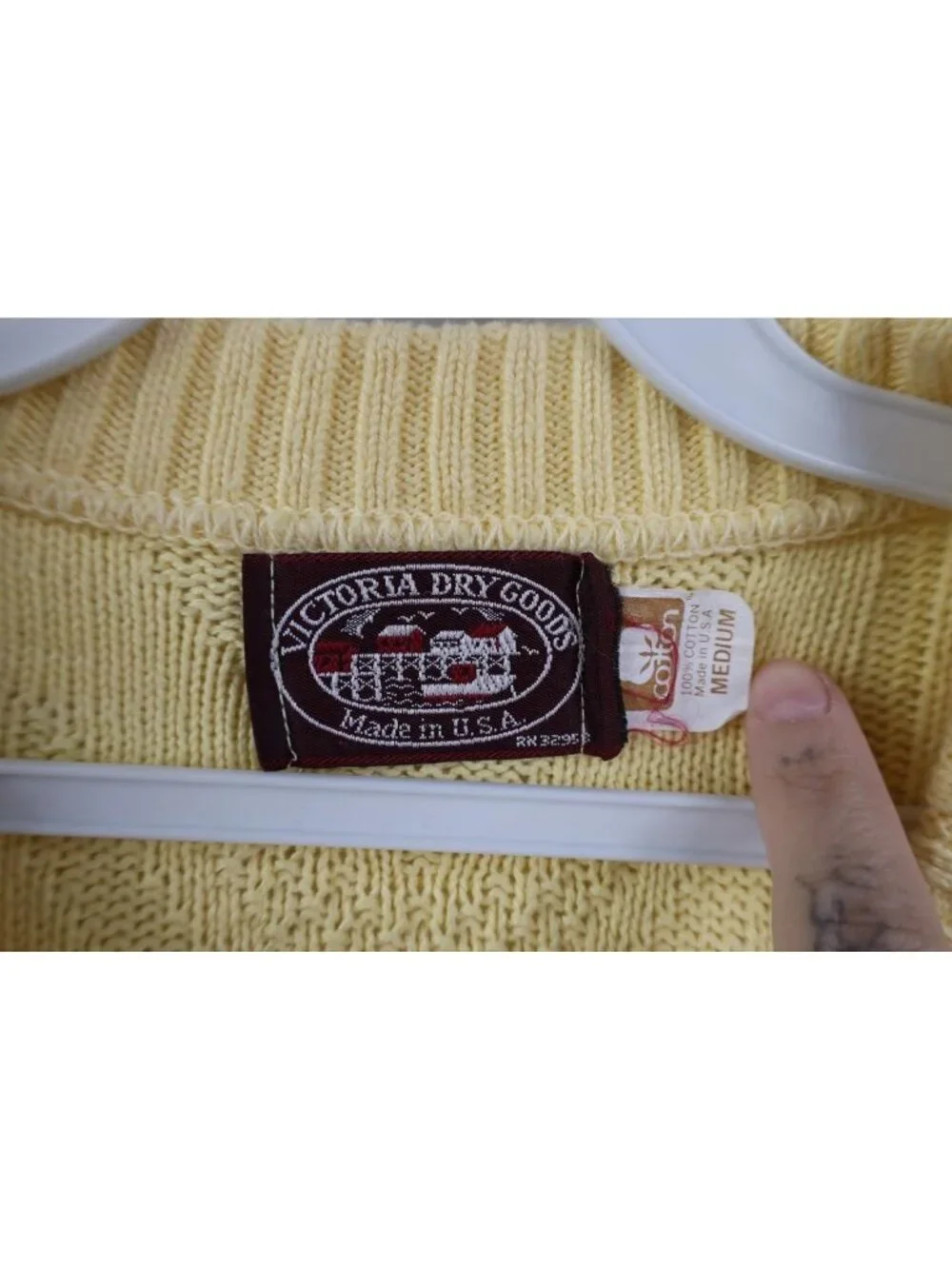 Vintage 90s Streetwear Mens Medium Geometric Cotton Knit Sweater Yellow USA
